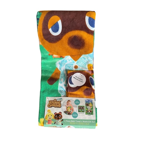 Animal Crossing NWT  Kids Bath Towel & Washcloth Set - Picture 1 of 3